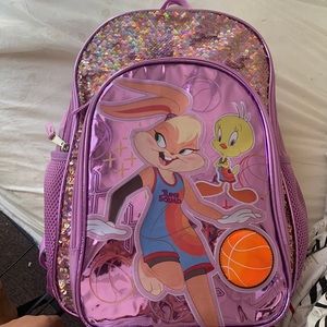 purple kids backpack we have all kinds for a back to school sale !